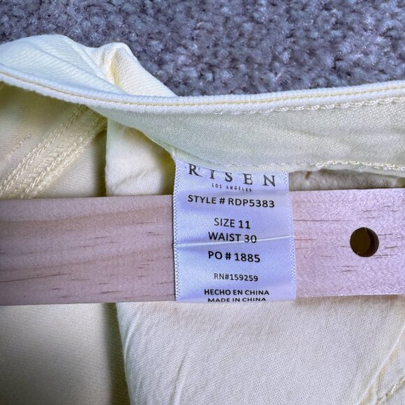 Risen Womens Raw Hem Wide Leg Jeans Yellow Sz 11 30 RDP5383 High Rise 32X32 E572 - Picture 7 of 16